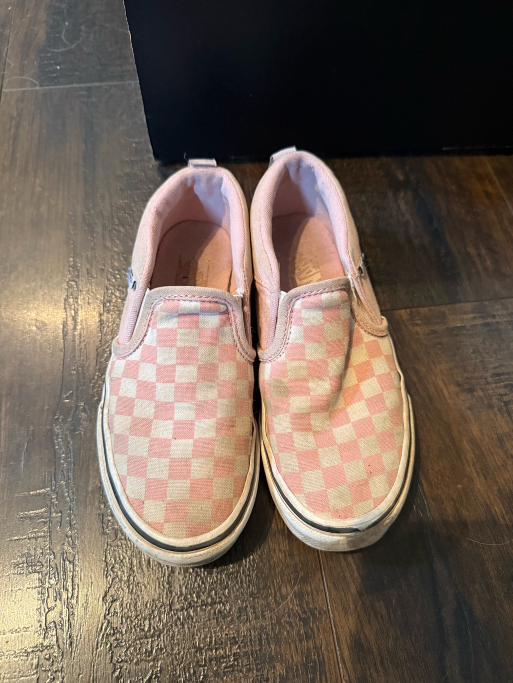 Vans Pink and Cream Checkerboard Slip-On Sneakers for Kids